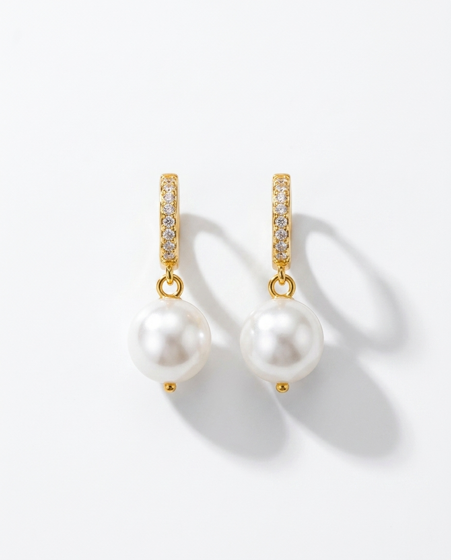 Pearl Hoop Earrings ~ Ivy