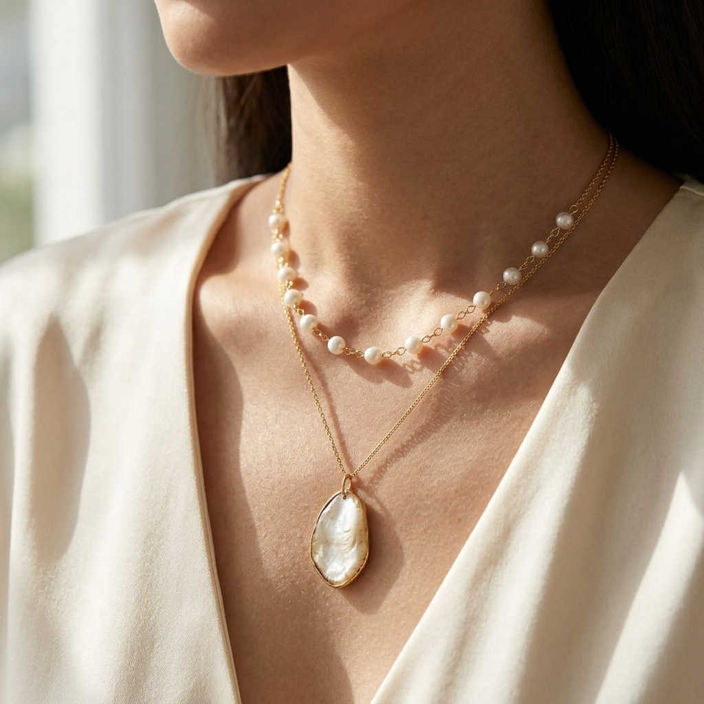 Layered Shell Pendant Necklace ~ Talum