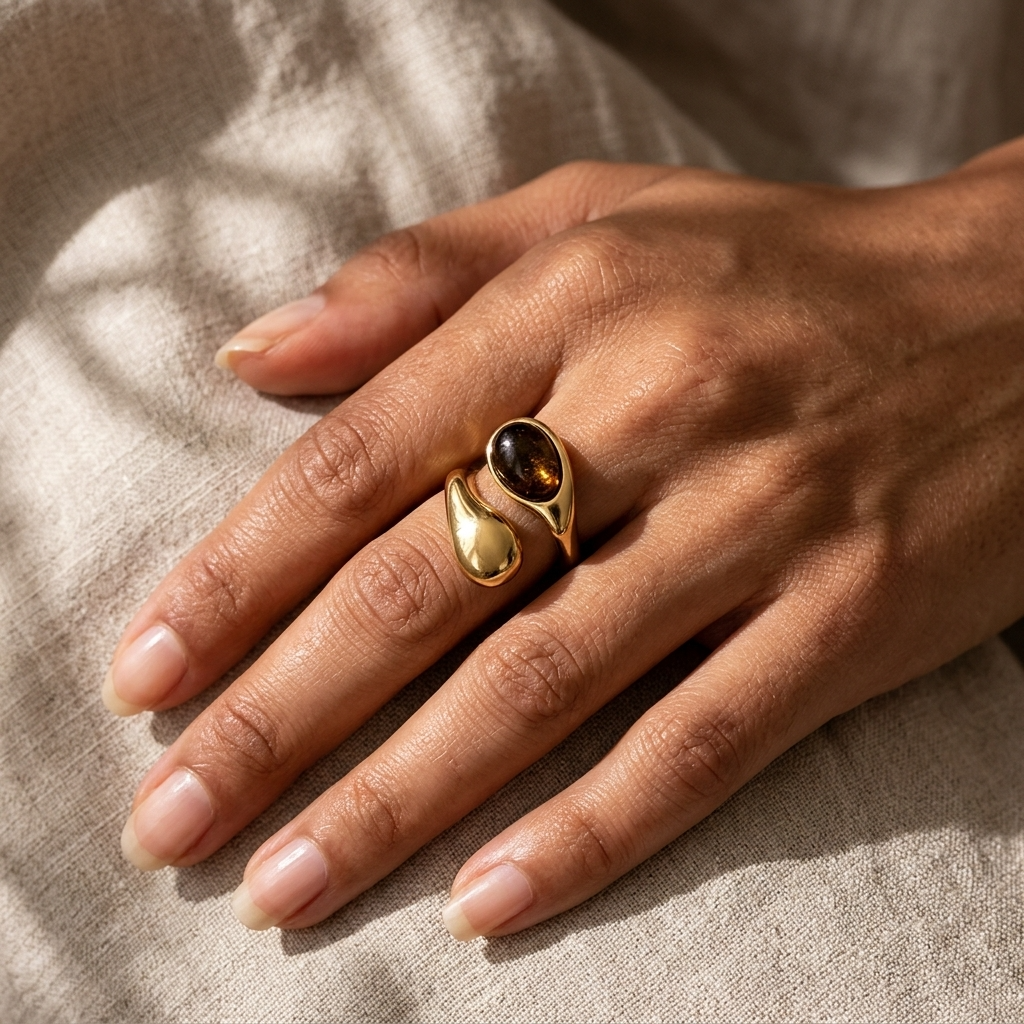 18K Gold Plated Tiger Eye Ring