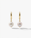 Rose Pearl Huggie Hoops